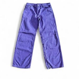 Purple wide leg color denim jeans skater pants with a relaxed fit size 4